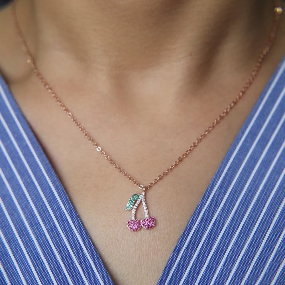 Rose Gold Cherry Necklace